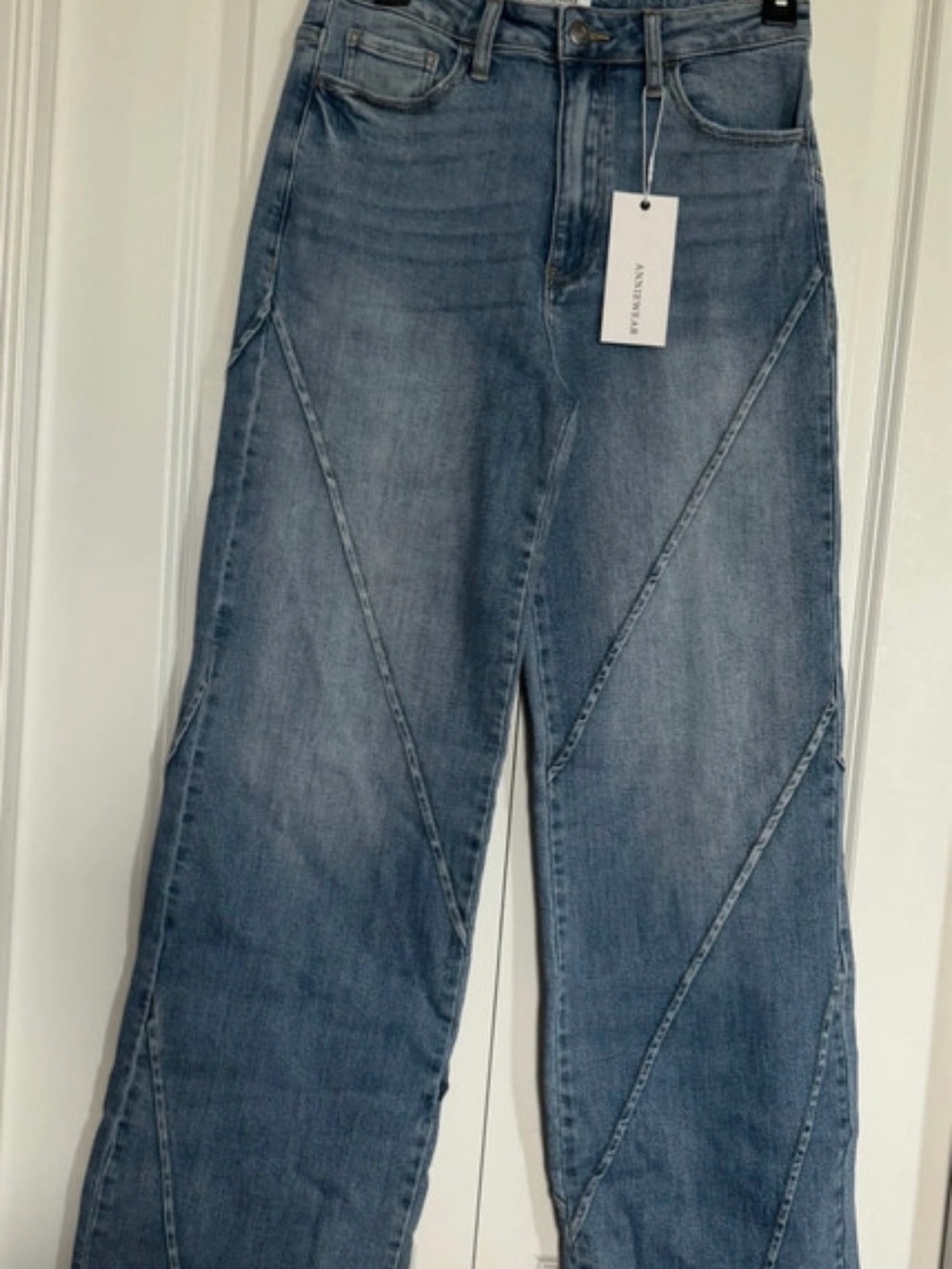 Annie Blue Patchwork Wide-Leg Jeans
